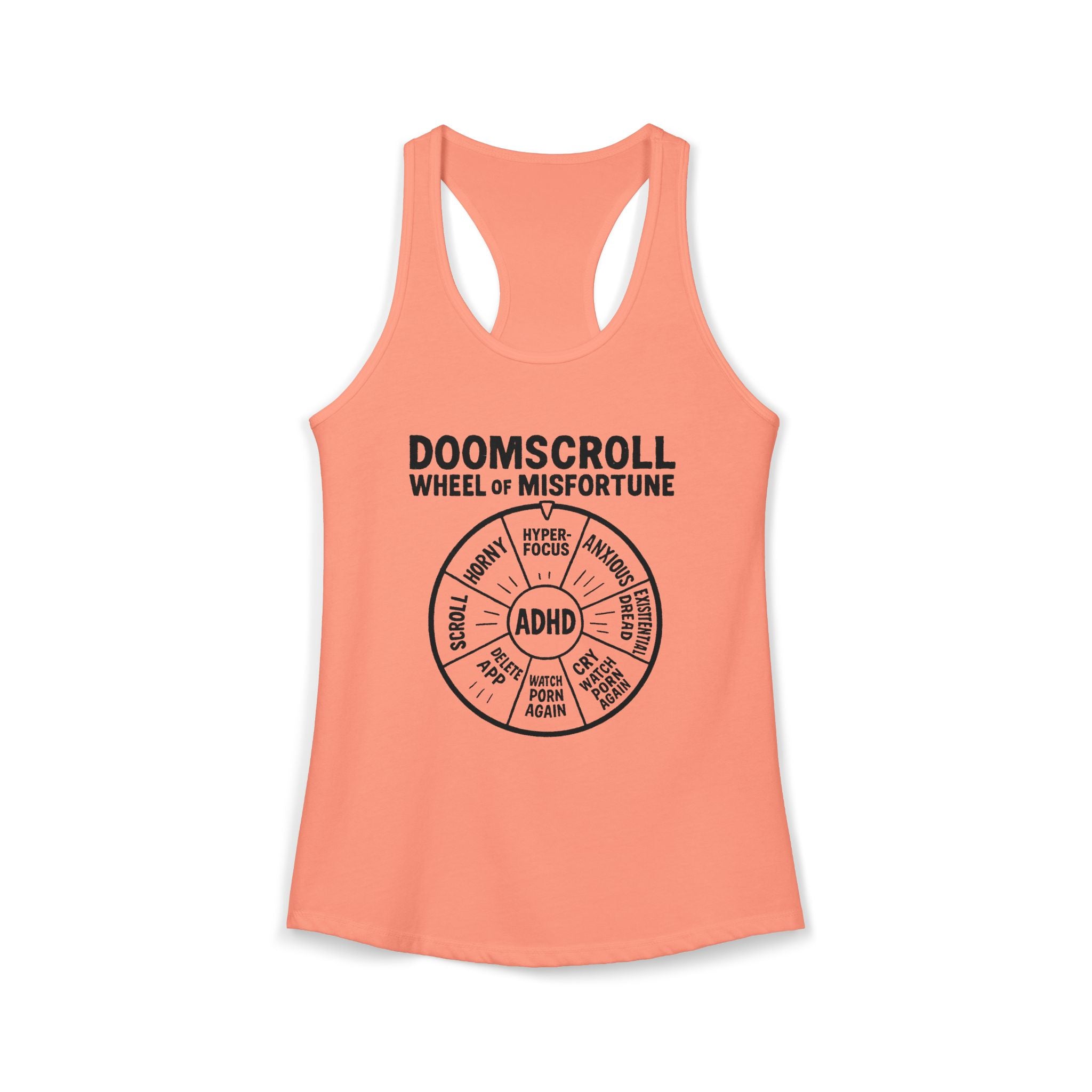 "DOOMSCROLL: Wheel of Misfortune" ADHD tank top