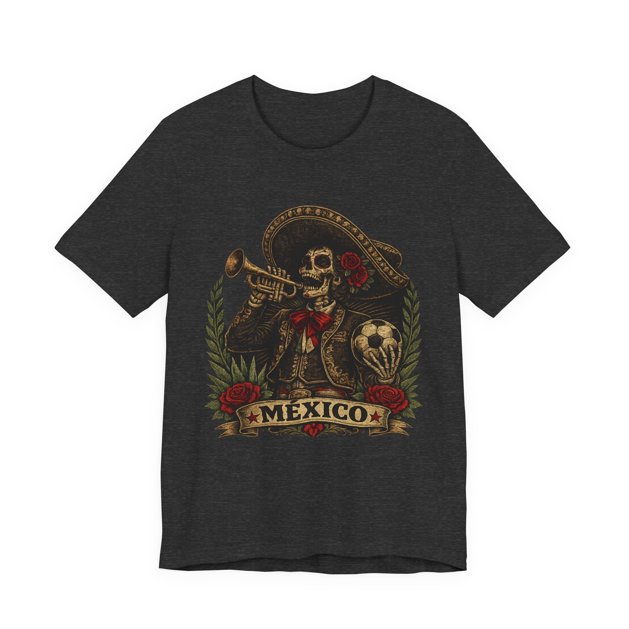 Mexico Mariachi Skull T‑Shirt — Day of the Dead Mexican Soccer Tee