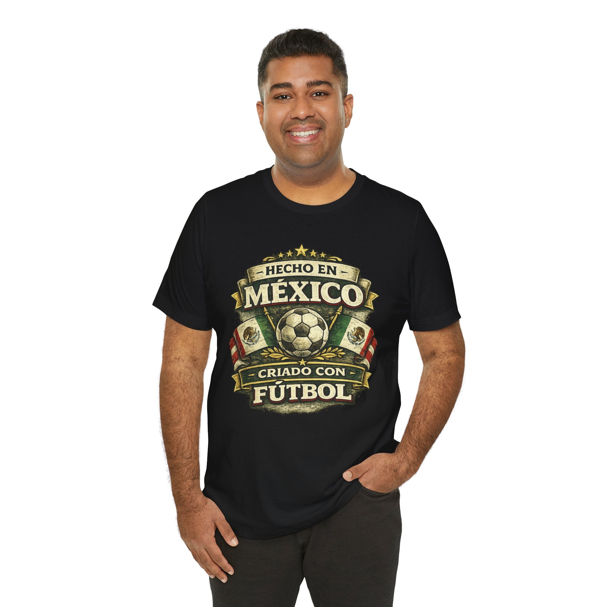 Mexico Soccer T‑Shirt — "Hecho en México, Criado con Fútbol" Vintage Football Tee