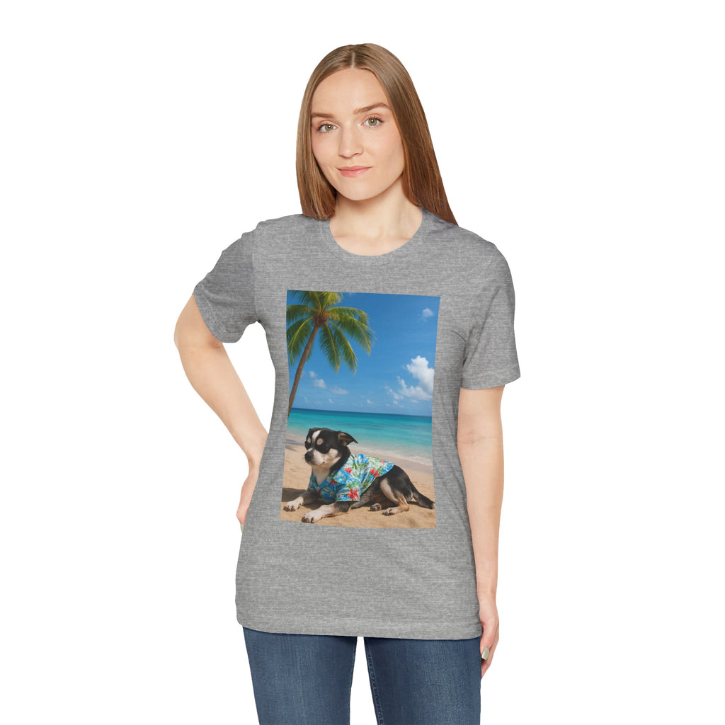 Beach Chihuahua Dog T-Shirt — Hawaiian Shirt Puppy on Tropical Shore