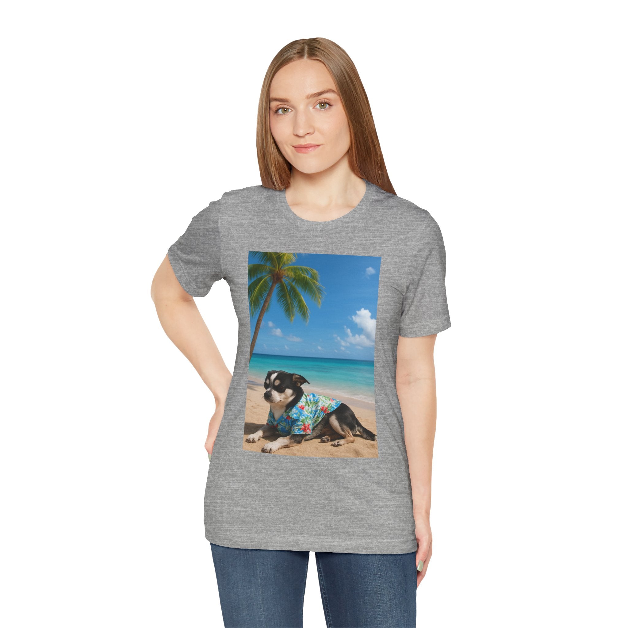 Beach Chihuahua Dog T-Shirt — Hawaiian Shirt Puppy on Tropical Shore