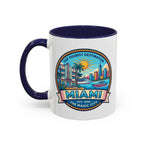 Miami Vintage Travel Accent Coffee Mug – 'Miami' Scenic Beach & Skyline Design (11/15oz)