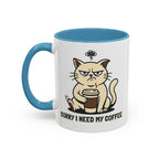 Cat Lover Coffee Mug – Cute Cat Illustration ‘Coffee’ Accent Ceramic Mug (11/15oz)