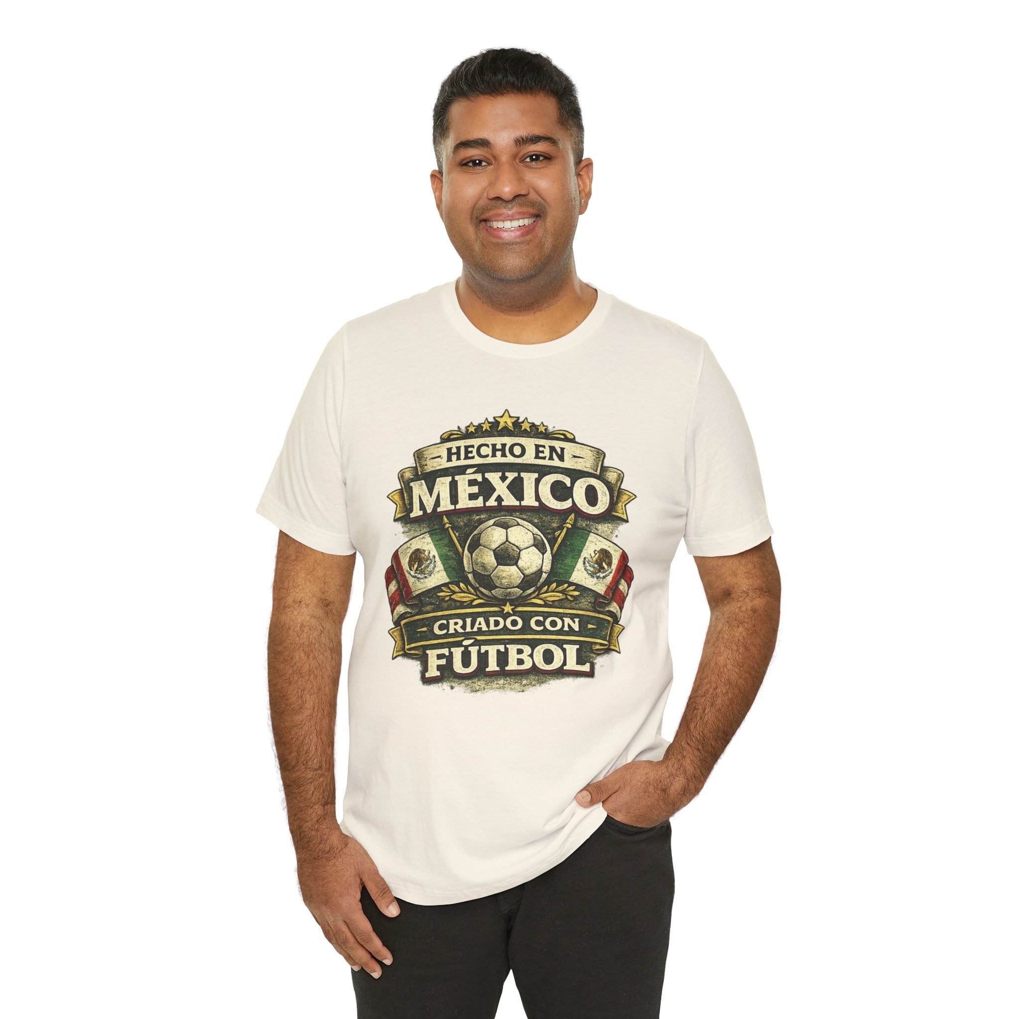 Mexico Soccer T‑Shirt — "Hecho en México, Criado con Fútbol" Vintage Football Tee