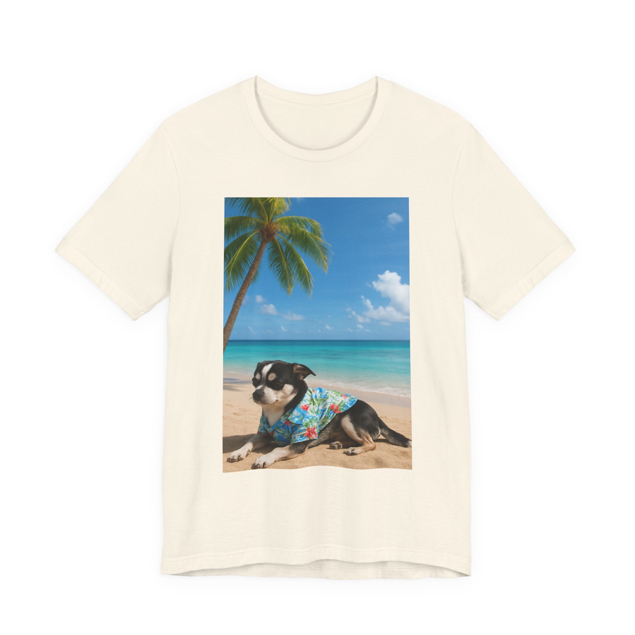 Beach Chihuahua Dog T-Shirt — Hawaiian Shirt Puppy on Tropical Shore