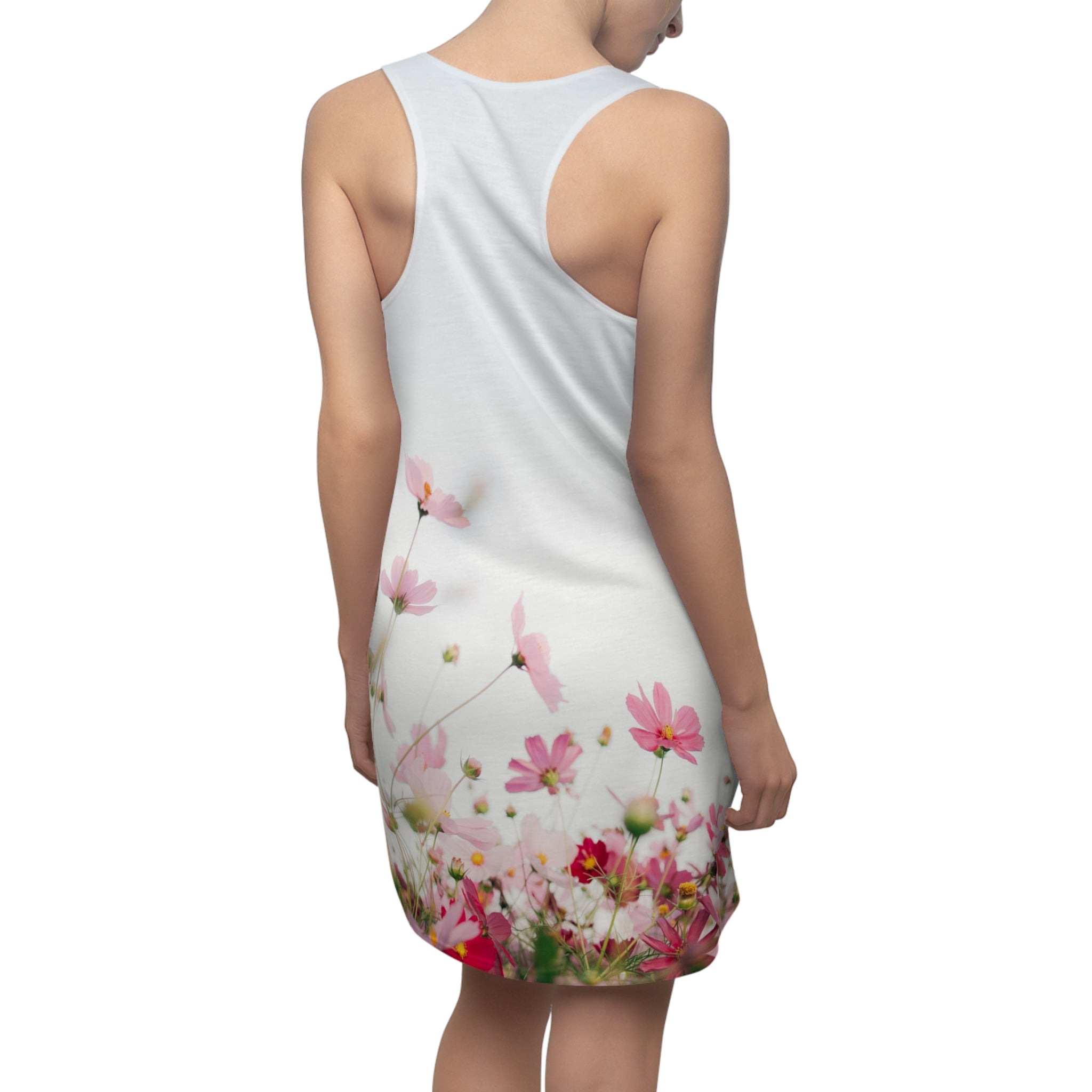 Floral Racerback Sundress — Pink Cosmos Meadow All-Over Print