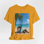 Beach Chihuahua Dog T-Shirt — Hawaiian Shirt Puppy on Tropical Shore