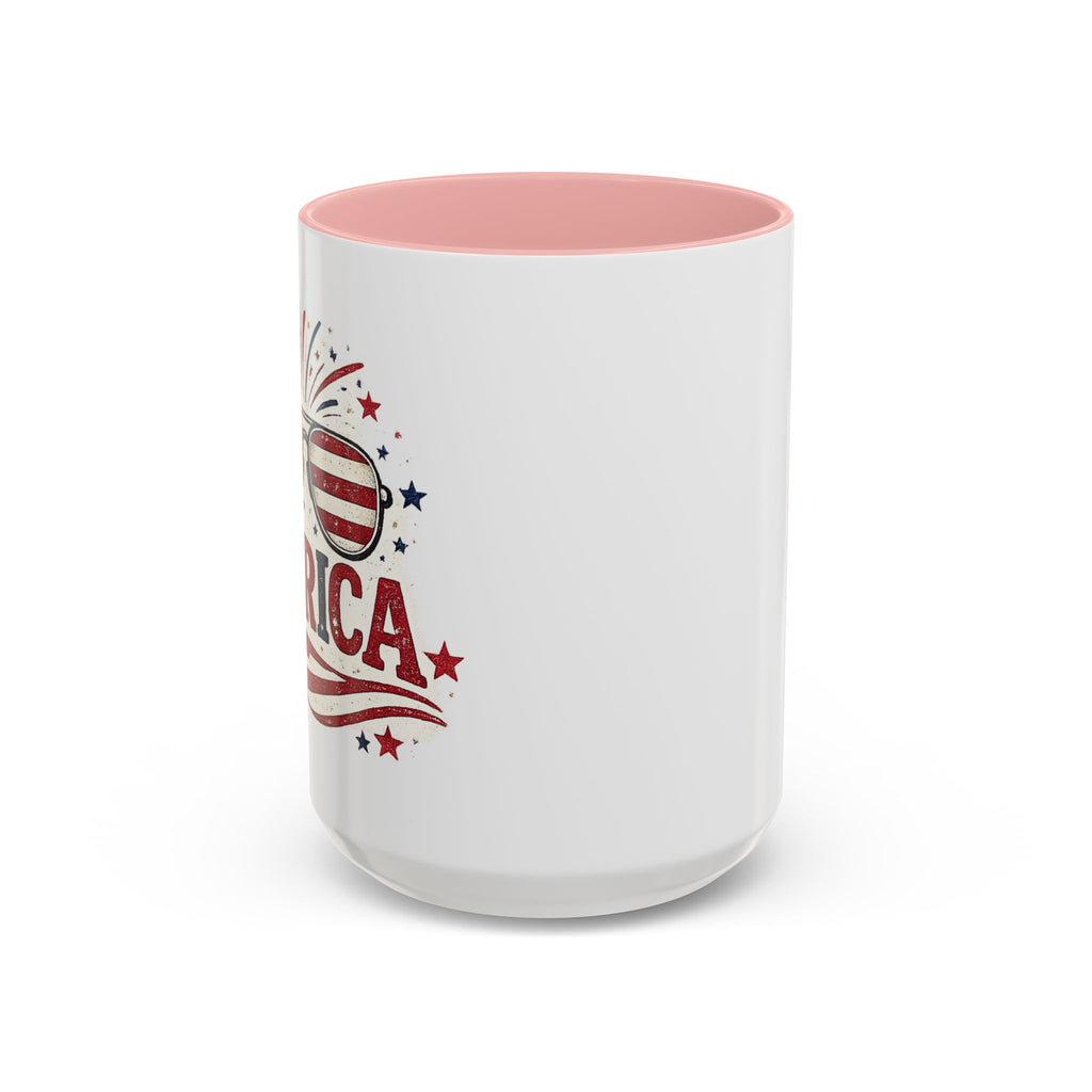 America Flag Accent Coffee Mug - Patriotic 11/15oz Tea Cup