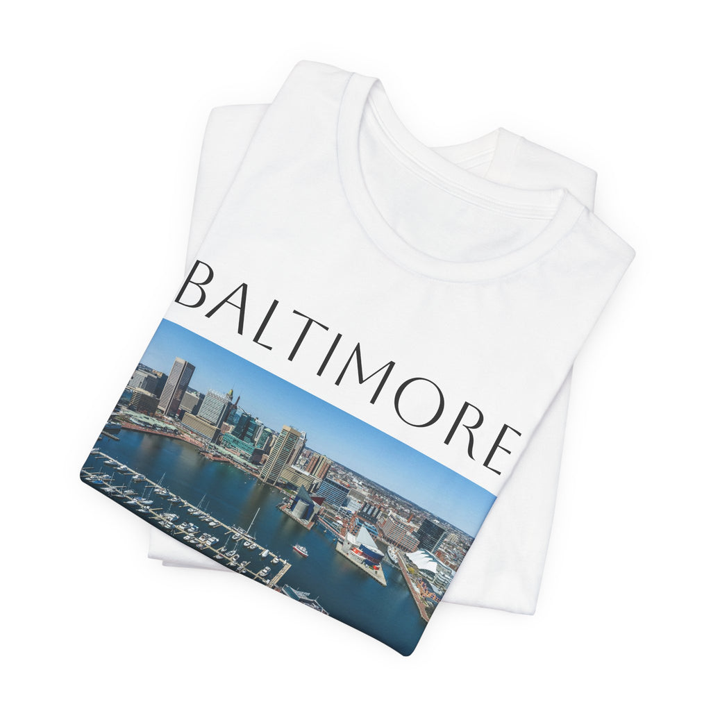 Baltimore Skyline Photo Tee — Inner Harbor Cityscape T-Shirt