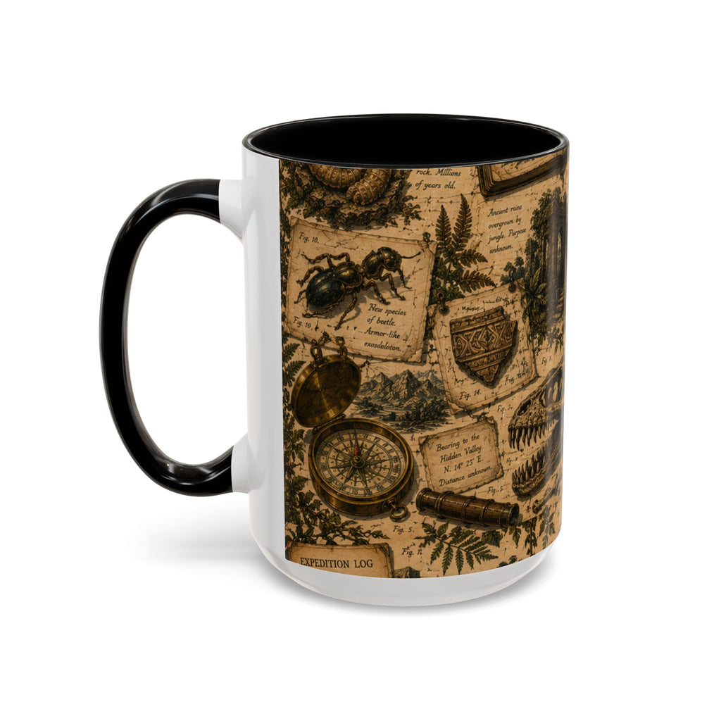 Vintage Natural History Coffee Mug — Botanical & Fossil Illustration Accent Mug