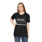 New York City Skyline Tee — Vintage Black & White 'NEW YORK!' Graphic Shirt