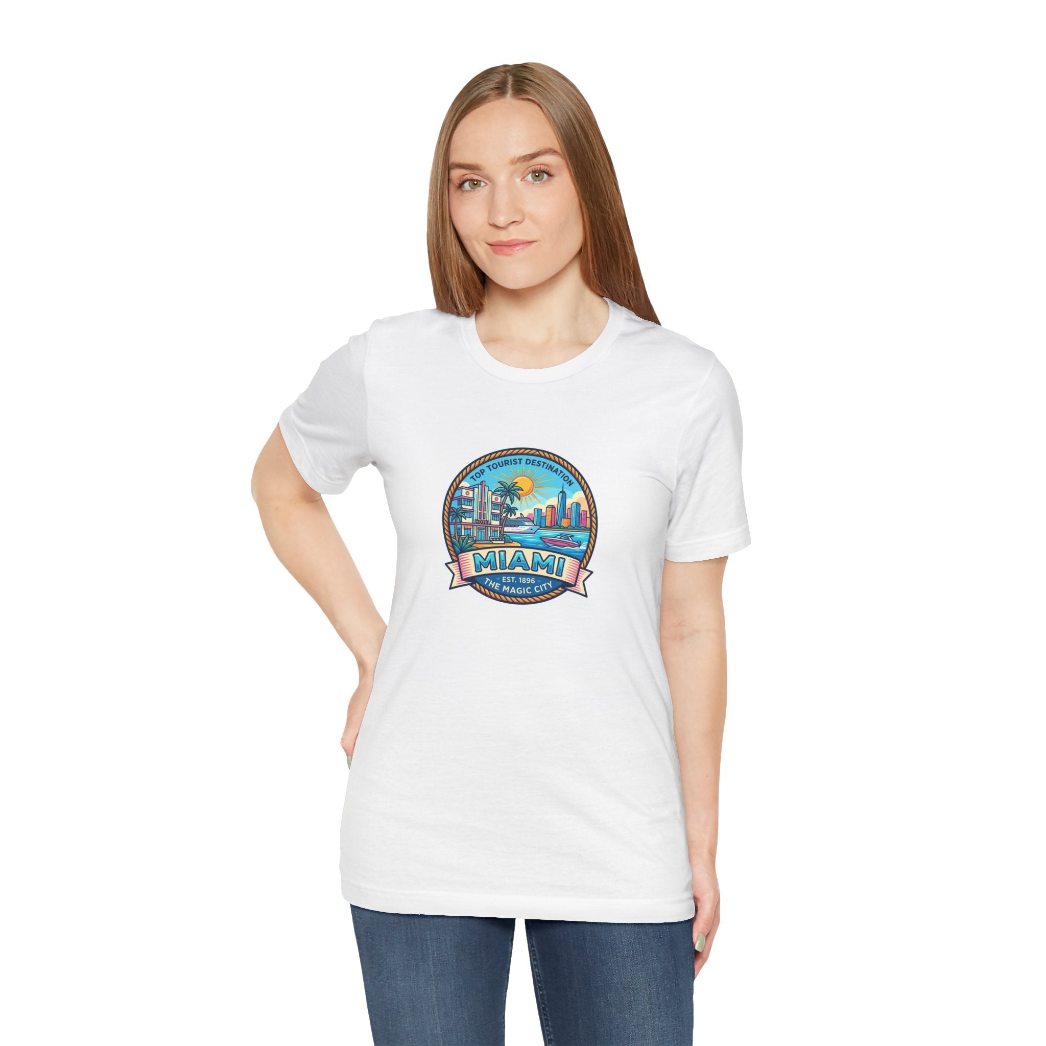 Miami Beach Vintage Logo Tee — Miami Skyline Sunset T‑Shirt