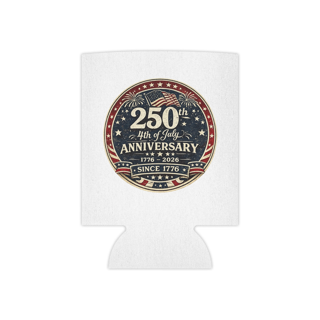 4th of July 250th Anniversary Can Cooler – 1776–2026 Patriotic Beer Koozie