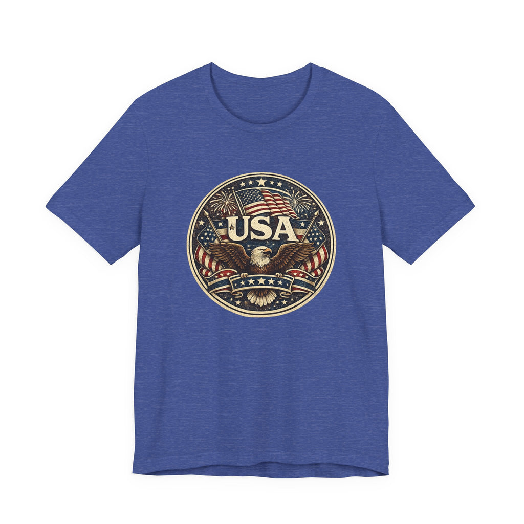 USA Eagle Vintage Patriotic T-Shirt — American Flag Graphic Tee