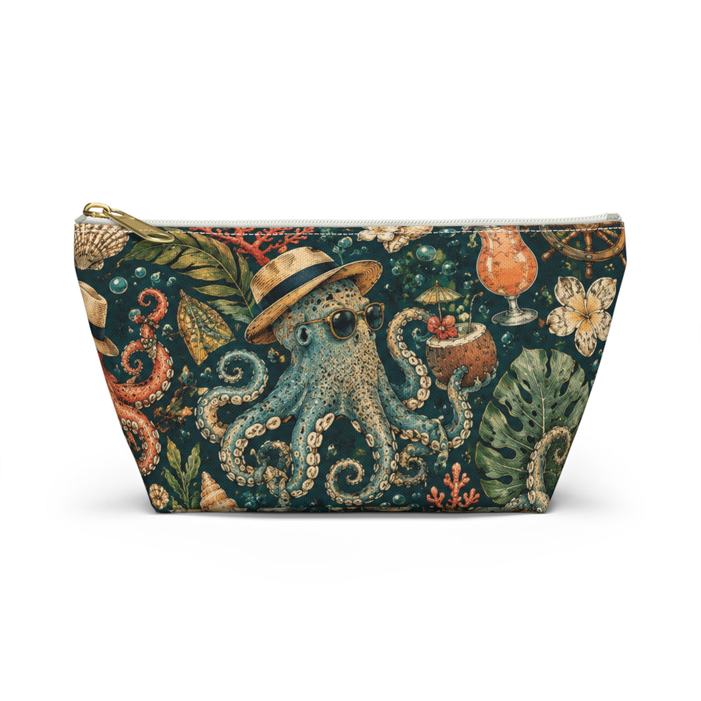 Nautical Octopus Accessory Pouch — Tropical Beach Cosmetic Bag