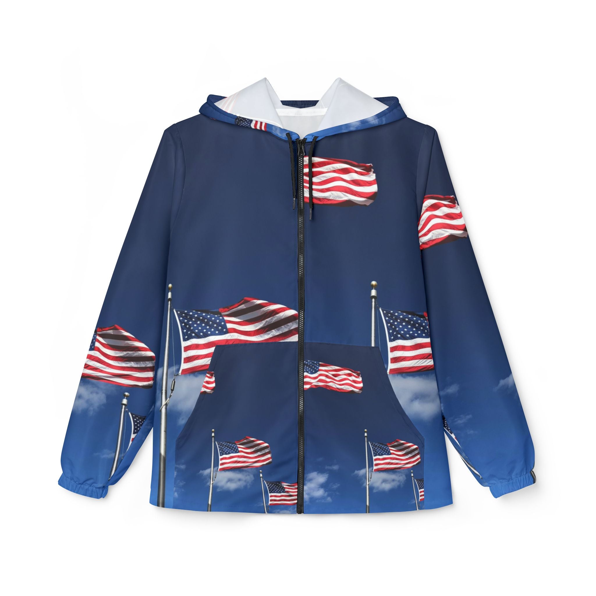 American Flag Windbreaker Jacket — All-Over Print Patriotic Windbreaker