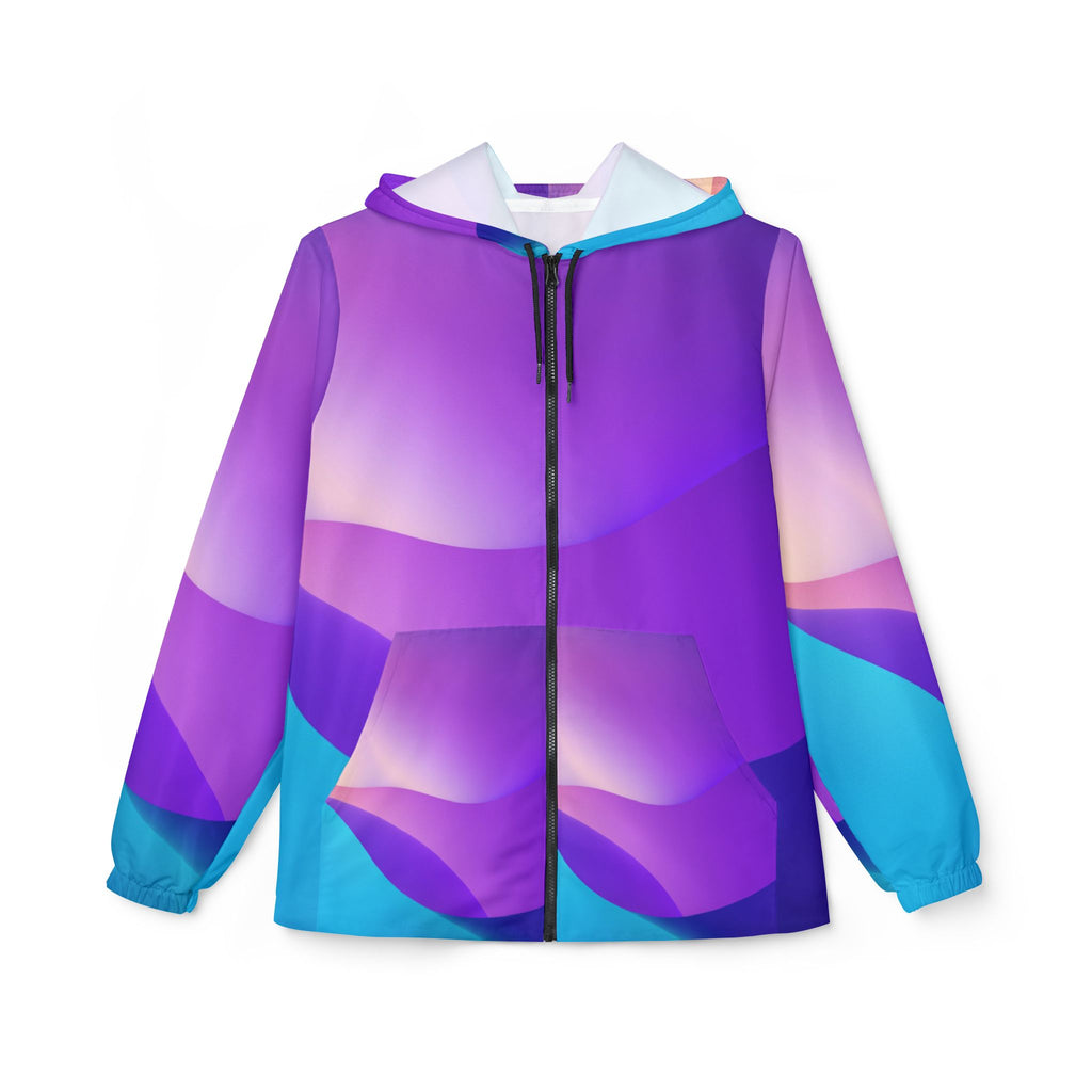 Abstract Purple Gradient Windbreaker Jacket — Vibrant Blue & Violet All-Over Print