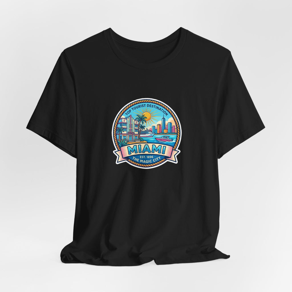 Miami Beach Vintage Logo Tee — Miami Skyline Sunset T‑Shirt