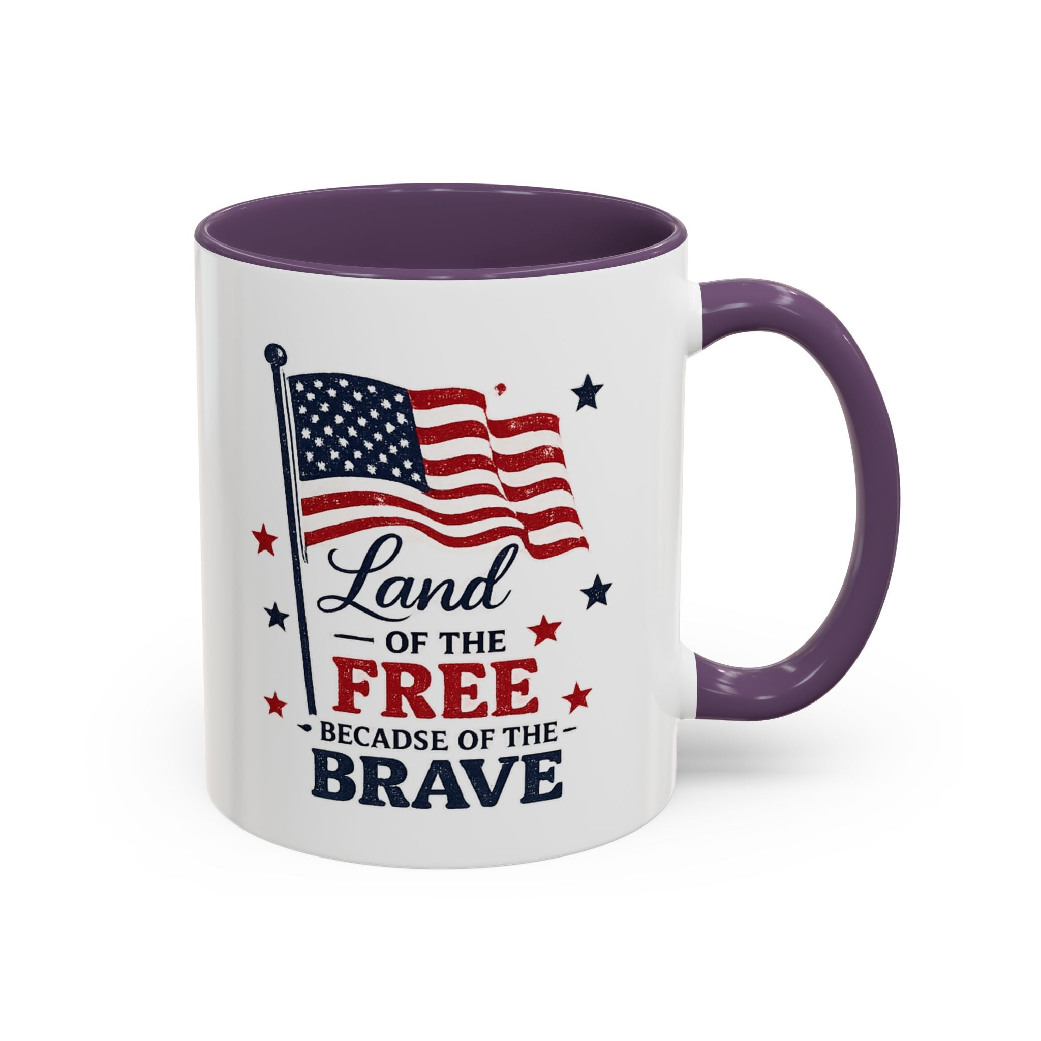Patriotic Coffee Mug — "Land of the Free Because of the Brave" Accent Mug