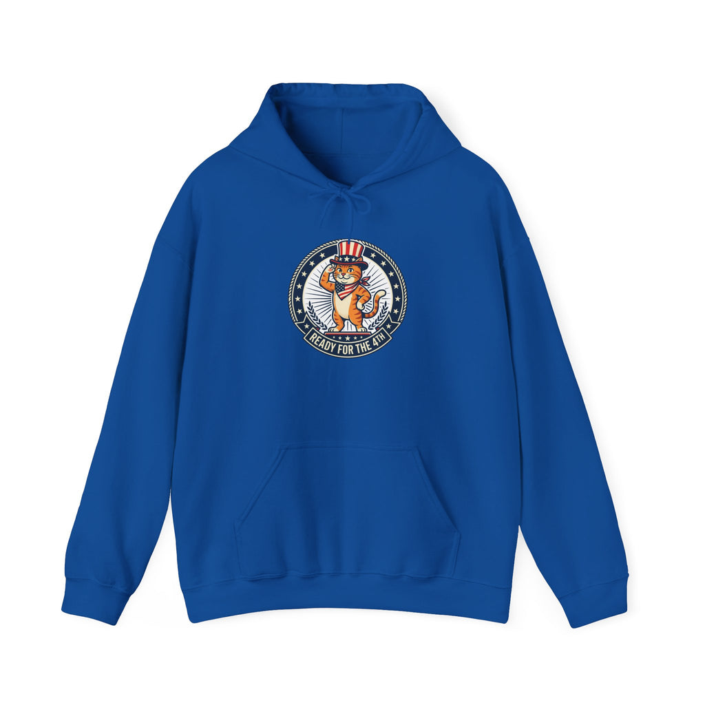 Patriotic Cat Hoodie — "Ready for the Stars" Graphic Pullover