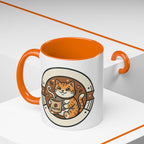 Cat Coffee Mug — Cute Orange Kitty Holding ‘Coffee’ Accent Ceramic Mug (11/15 oz)