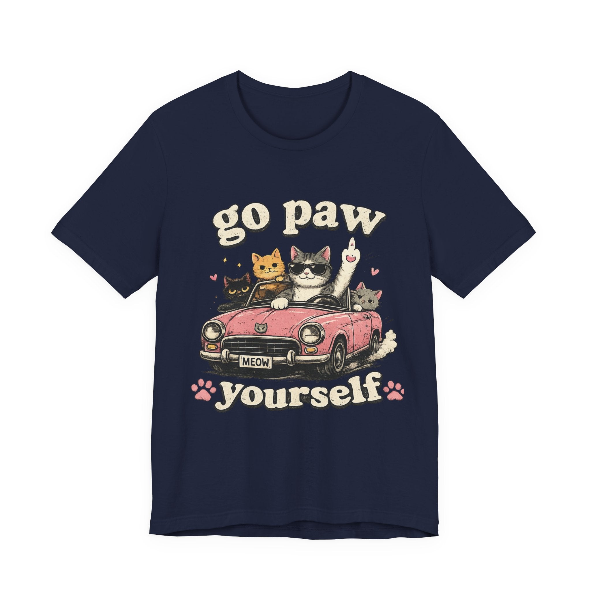 Go Paw Yourself Cat Tee – Cute Retro Cats in Convertible T‑Shirt