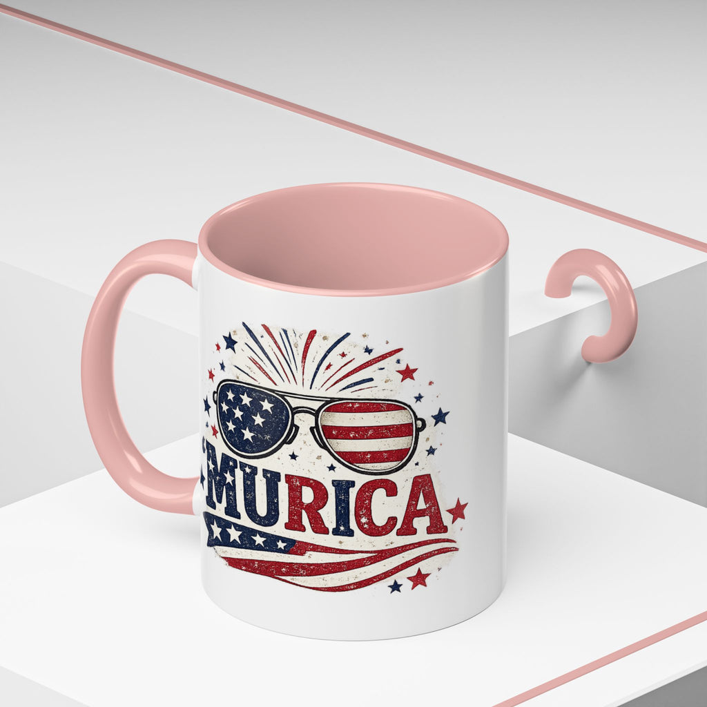 America Flag Accent Coffee Mug - Patriotic 11/15oz Tea Cup