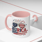 America Flag Accent Coffee Mug - Patriotic 11/15oz Tea Cup