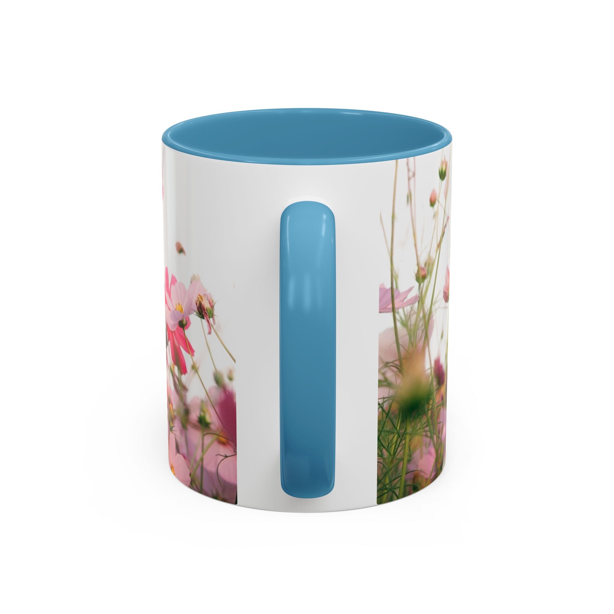 Floral Cosmos Accent Coffee Mug — Pink Wildflower Tea & Coffee Cup (11/15oz)