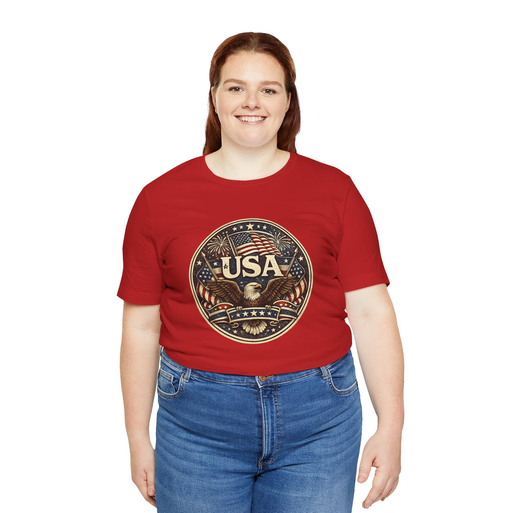 USA Eagle Vintage Patriotic T-Shirt — American Flag Graphic Tee