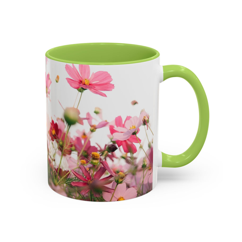 Floral Cosmos Accent Coffee Mug — Pink Wildflower Tea & Coffee Cup (11/15oz)