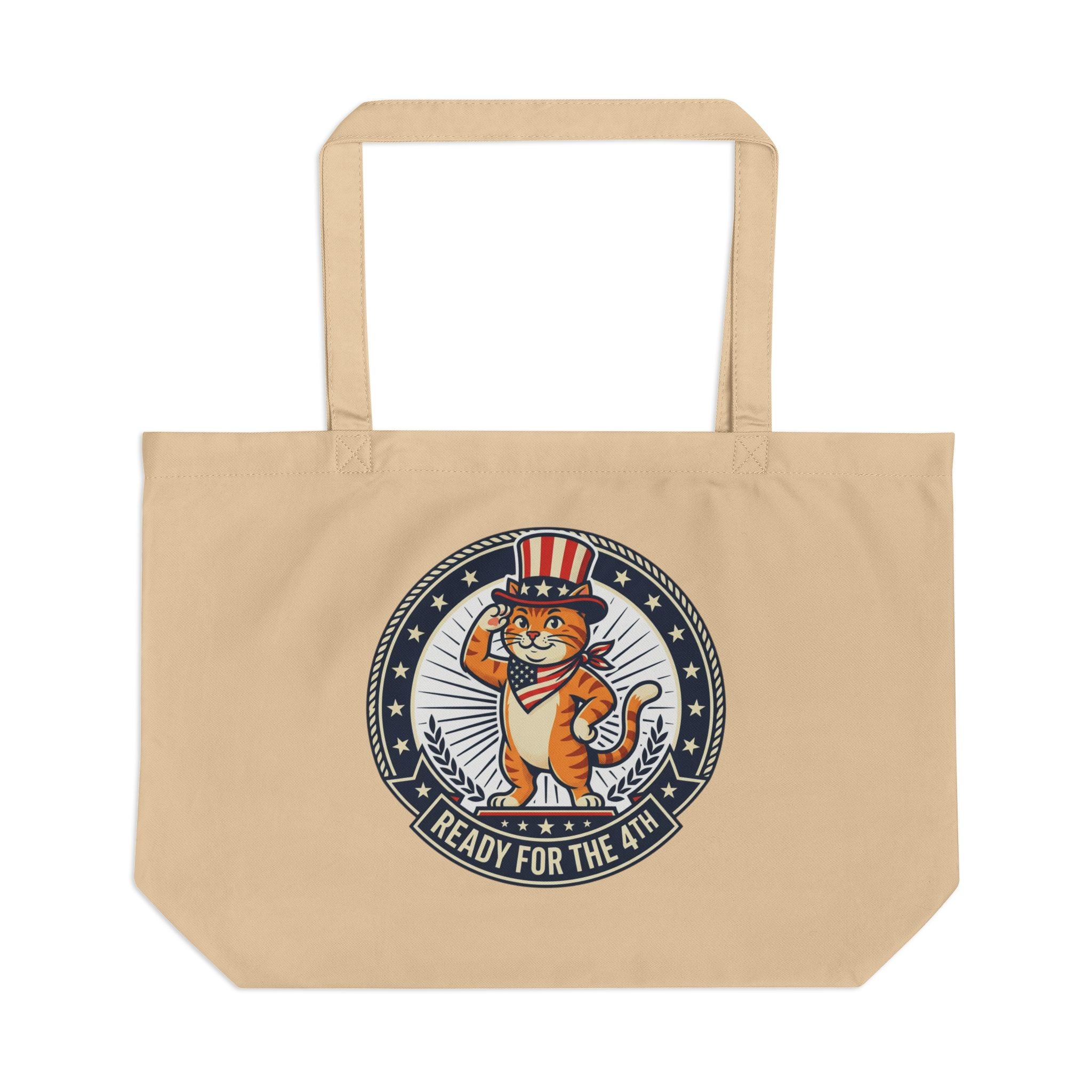 4th of July Cat Tote Bag – "Ready for the 4th" Patriotic Eco Market Tote
