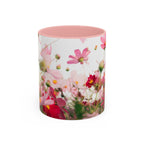 Floral Cosmos Accent Coffee Mug — Pink Wildflower Tea & Coffee Cup (11/15oz)