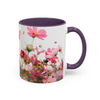 Floral Cosmos Accent Coffee Mug — Pink Wildflower Tea & Coffee Cup (11/15oz)