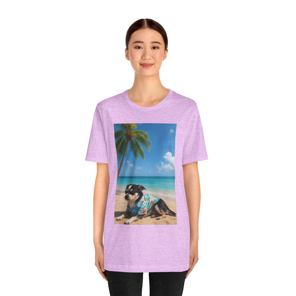 Beach Chihuahua Dog T-Shirt — Hawaiian Shirt Puppy on Tropical Shore