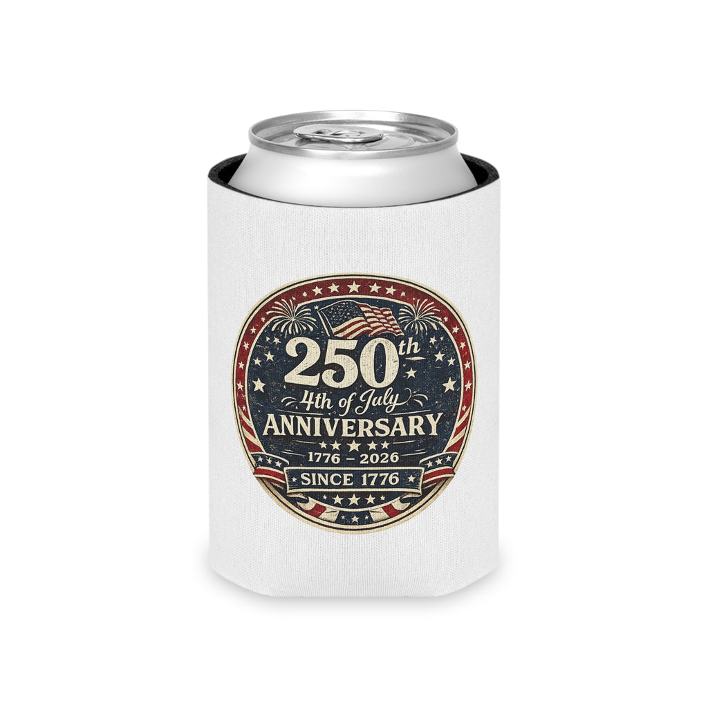 4th of July 250th Anniversary Can Cooler – 1776–2026 Patriotic Beer Koozie