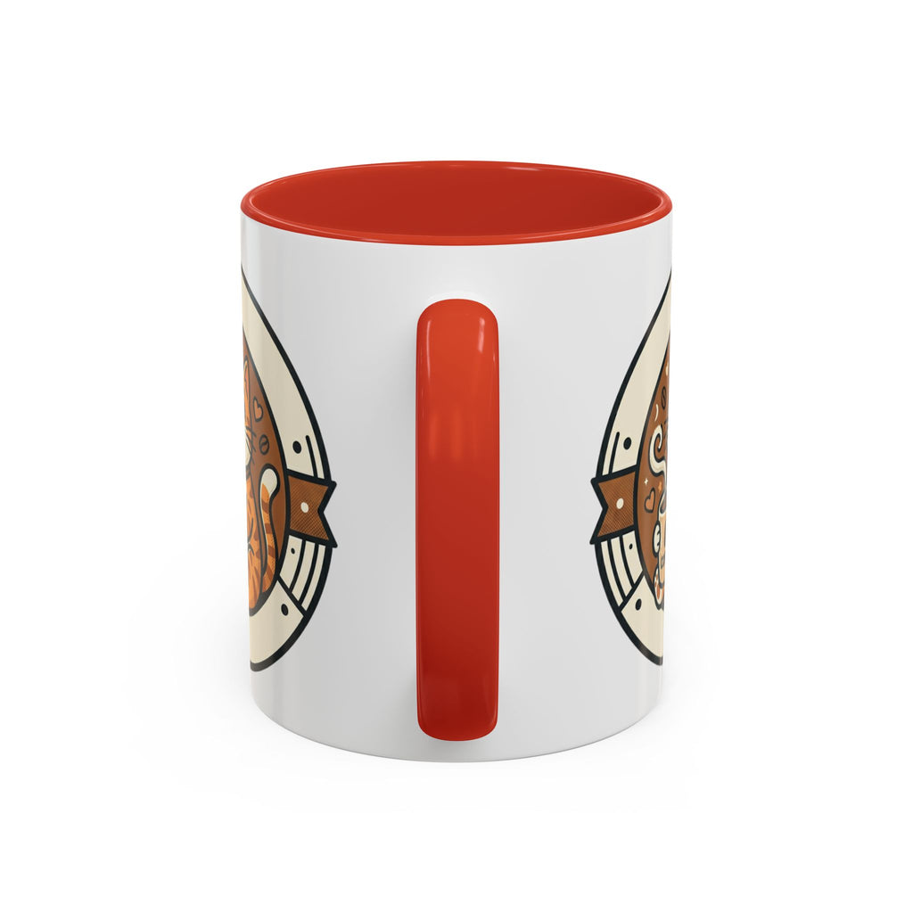 Cat Coffee Mug — Cute Orange Kitty Holding ‘Coffee’ Accent Ceramic Mug (11/15 oz)