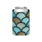 Mermaid Scale Can Cooler – Blue Teal Fish Scale Beverage Koozie