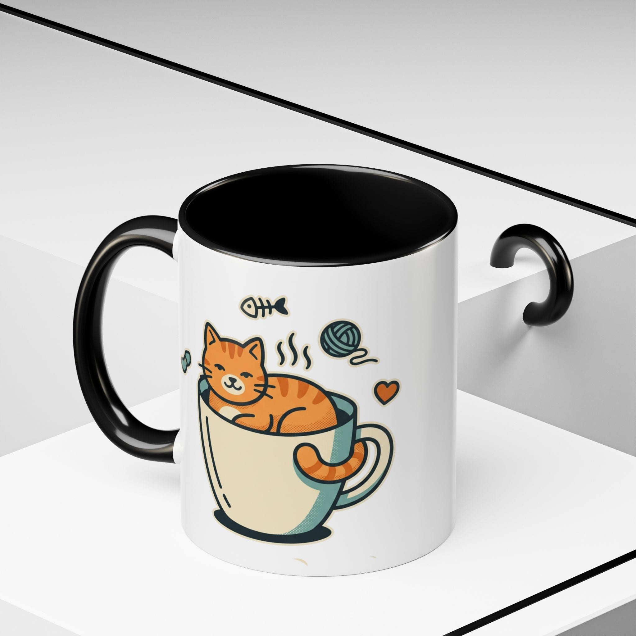 Cat in Cup Coffee Mug — Cute Cat Lover Accent Mug (11/15oz)