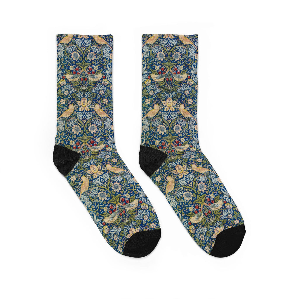 Floral Bird Crew Socks — Vintage Botanical Pattern