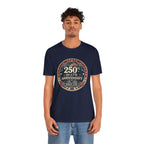 4th of July 250th Anniversary T-Shirt – Vintage American Flag Emblem (1776–2026)