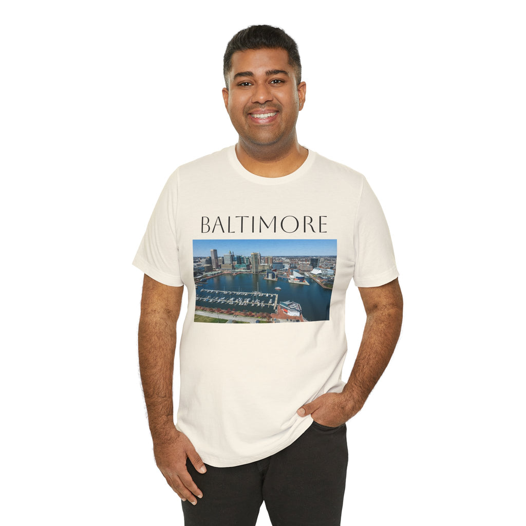 Baltimore Skyline Photo Tee — Inner Harbor Cityscape T-Shirt