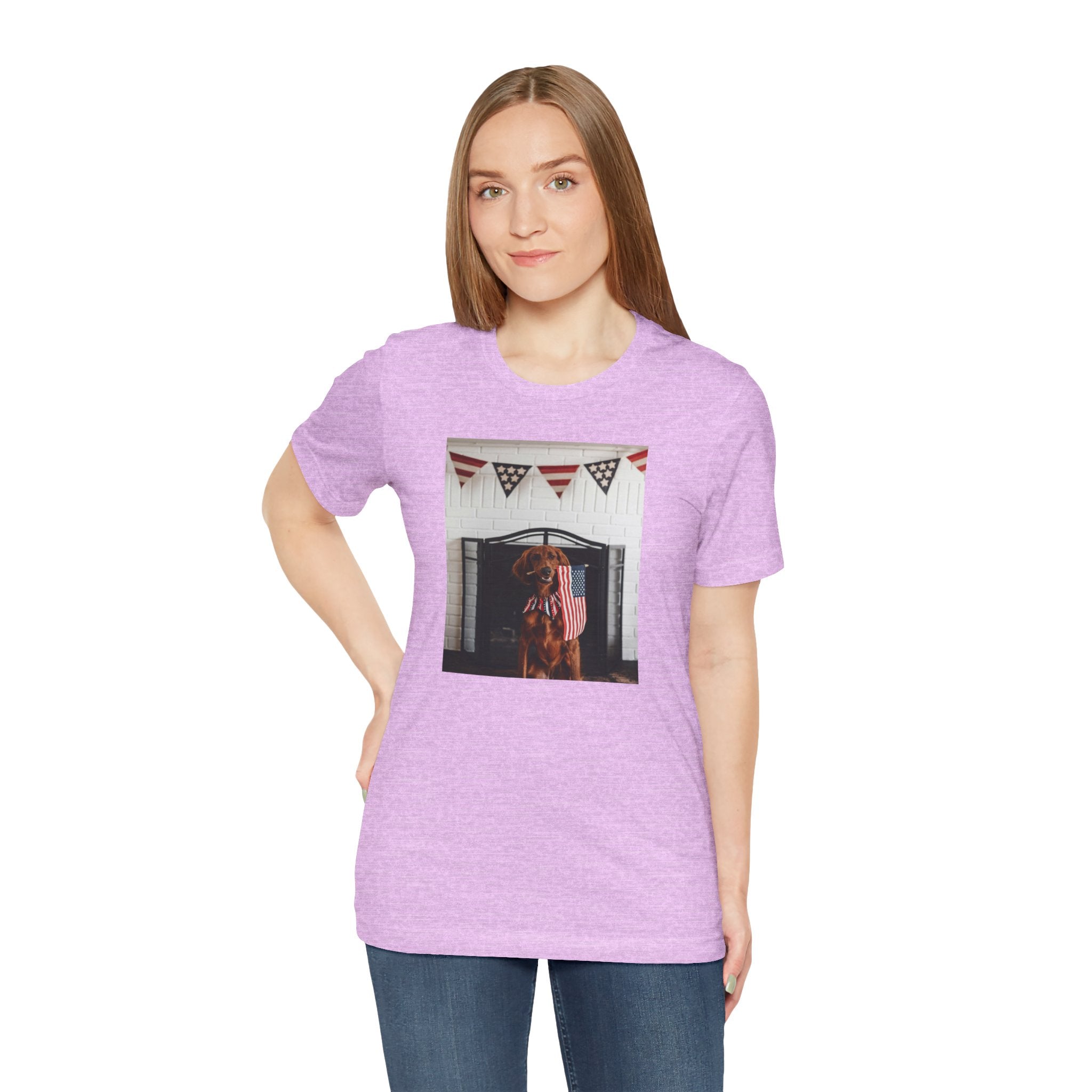 Patriotic Dog T-Shirt - Photo Print with American Flag Bunting