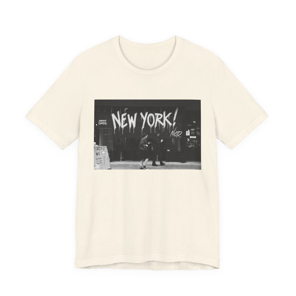 New York City Skyline Tee — Vintage Black & White 'NEW YORK!' Graphic Shirt