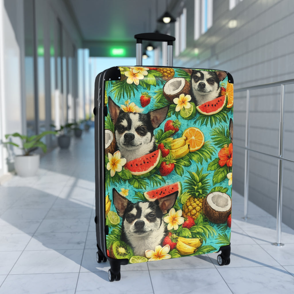Tropical chihuahua Suitcase – Colorful Fruit & Floral Carry-On Luggage