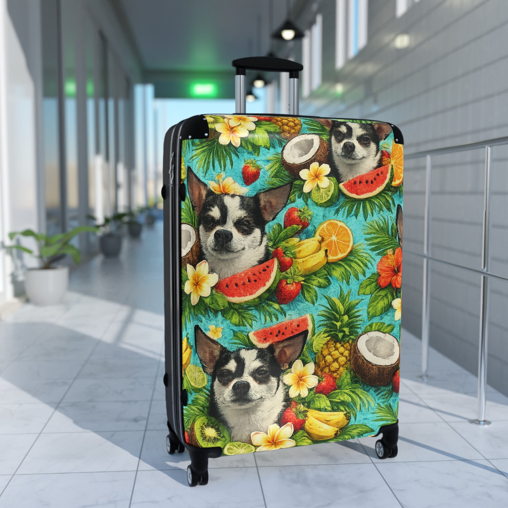 Tropical chihuahua Suitcase – Colorful Fruit & Floral Carry-On Luggage