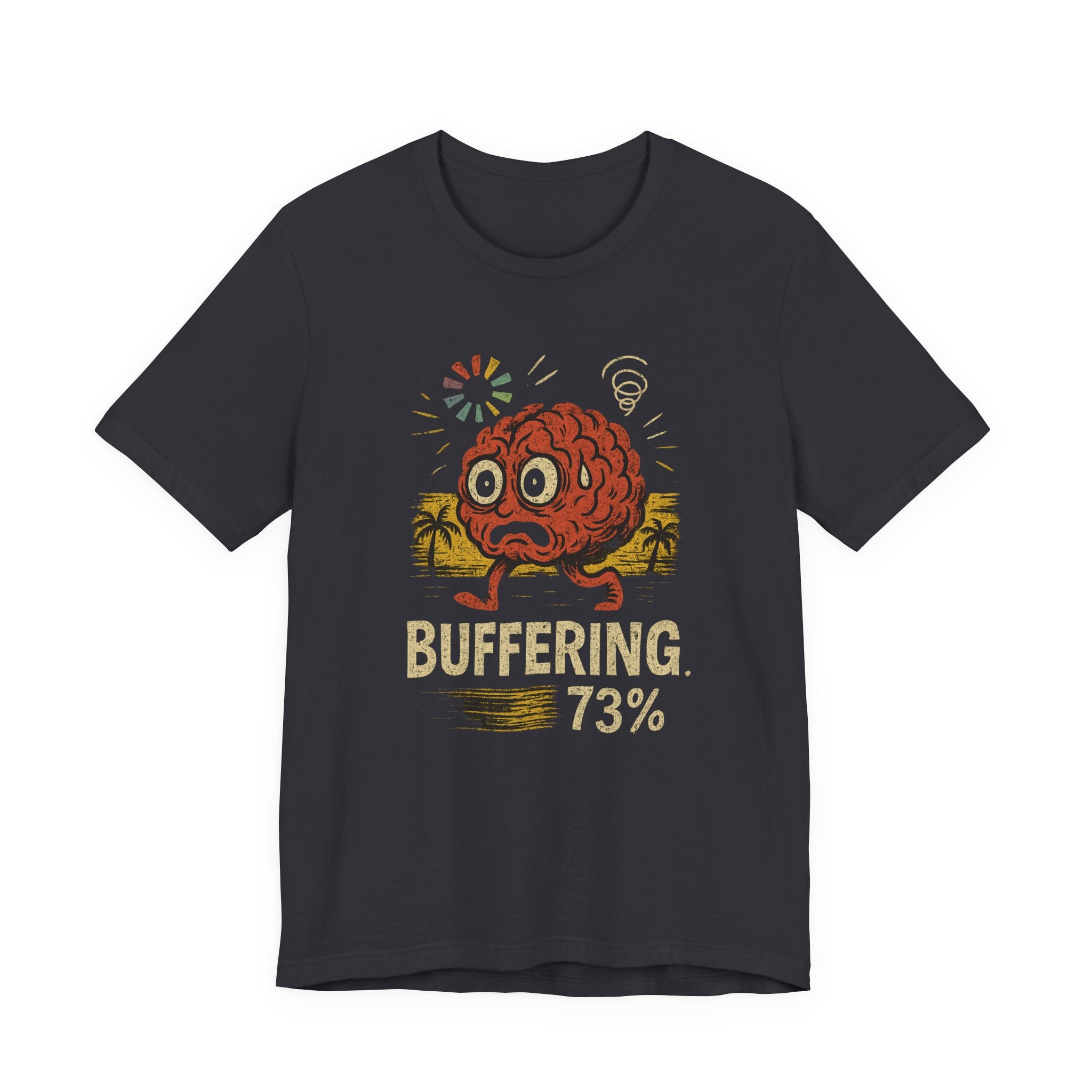 Buffering 73% Brain Cartoon T-Shirt — Funny Geek Humor Tee