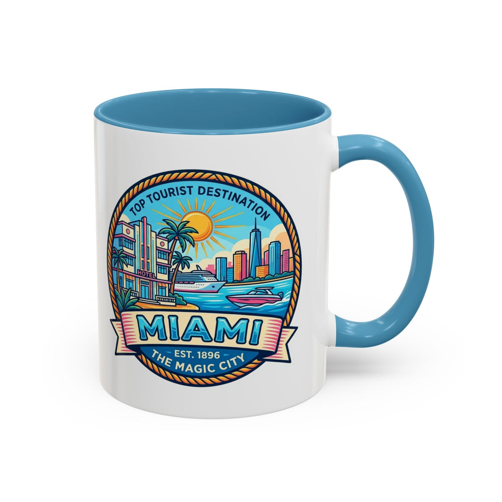 Miami Vintage Travel Accent Coffee Mug – 'Miami' Scenic Beach & Skyline Design (11/15oz)
