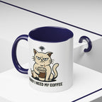 Cat Lover Coffee Mug – Cute Cat Illustration ‘Coffee’ Accent Ceramic Mug (11/15oz)