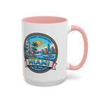 Miami Vintage Travel Accent Coffee Mug – 'Miami' Scenic Beach & Skyline Design (11/15oz)